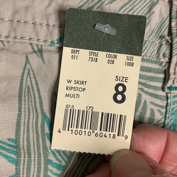 Eddie Bauer Beige and Teal Floral Print Cotton Blend  Skirt Size 8 NWT - Picture 8 of 12